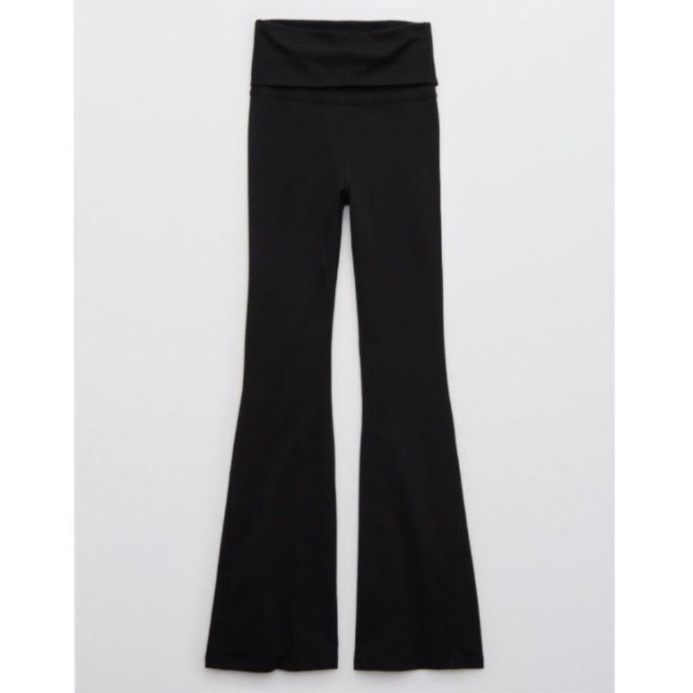 OFFLINE By Aerie OG Foldover High Waisted Super Flare Legging Black S SHORT